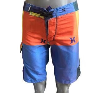 Hurley Cargo Board Shorts Blue Orange Boys Size 14